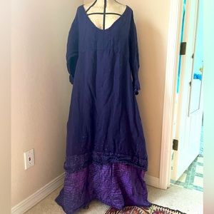 Blue Fish 100% linen purple maxi gown